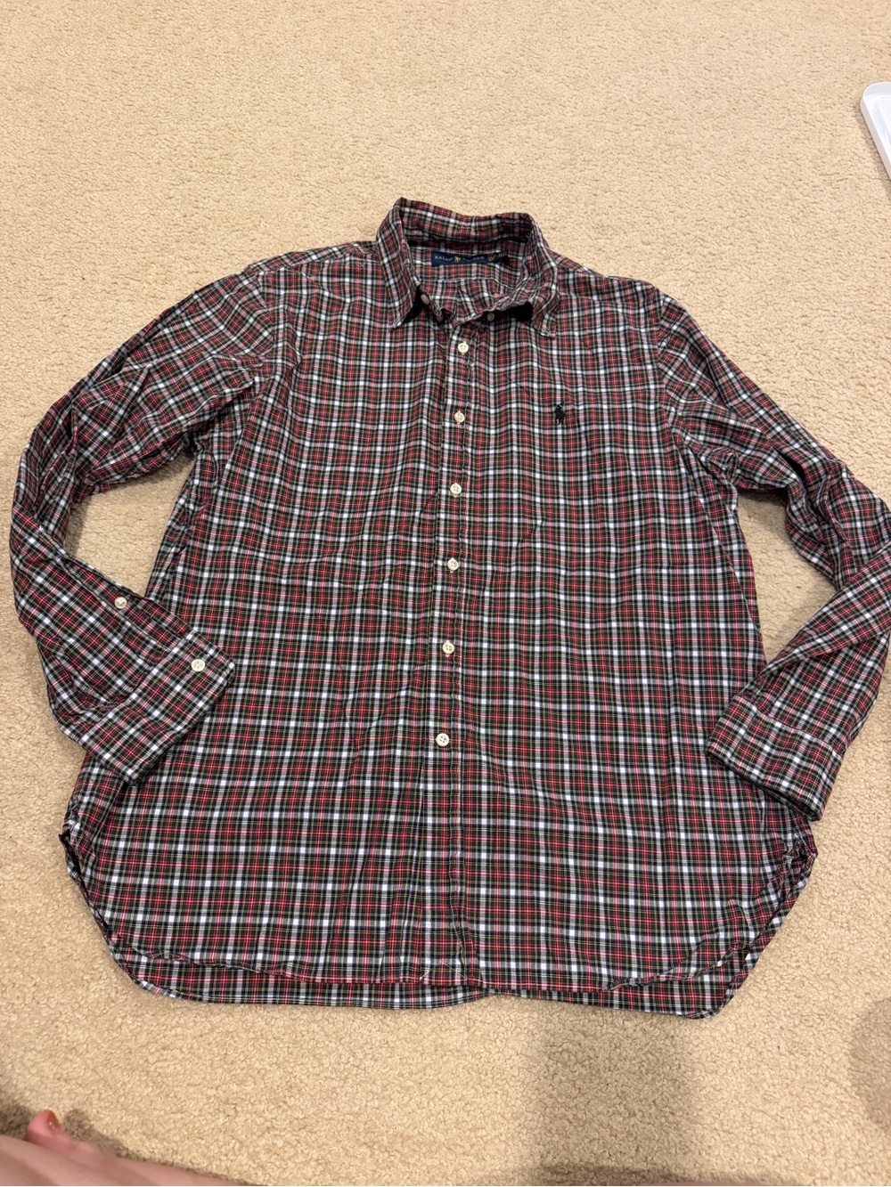 Ralph Lauren Red and Green Plaid Button-Down Shirt